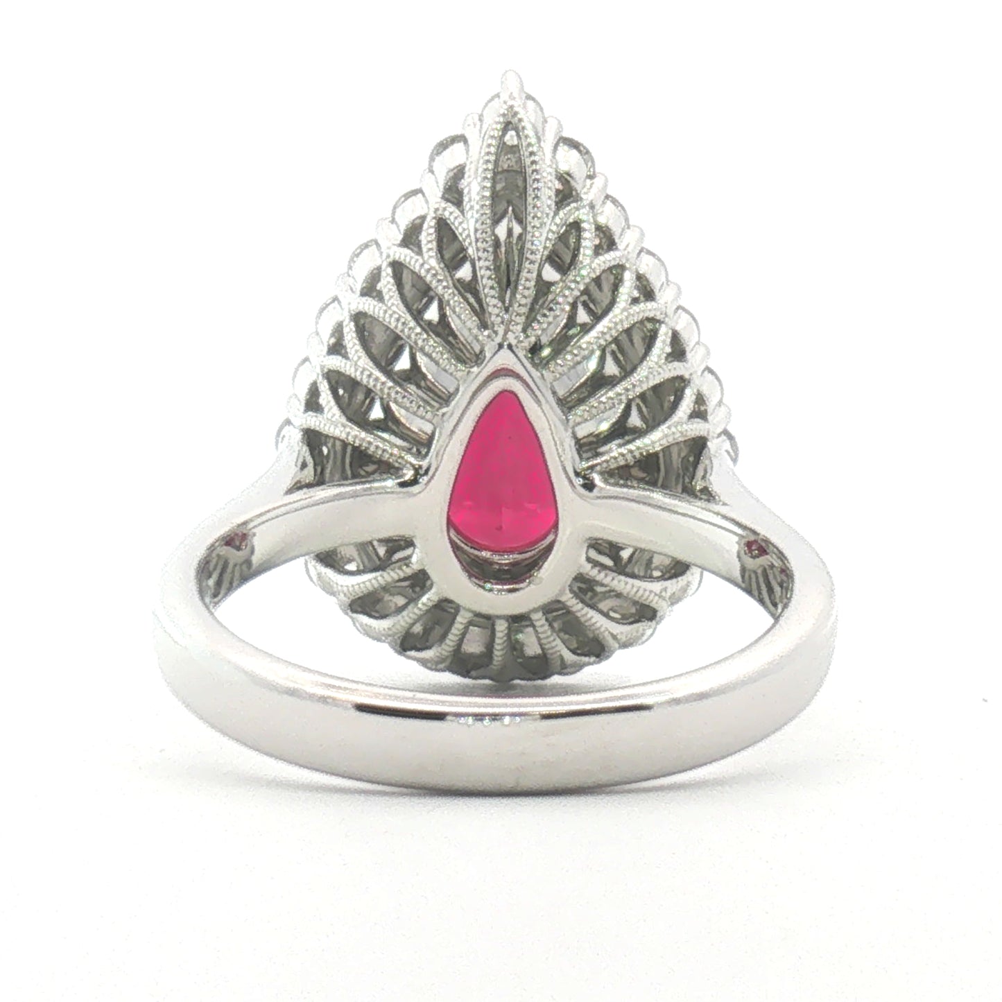 14K RubelliteTourmaline Pear Halo Cocktail Ring