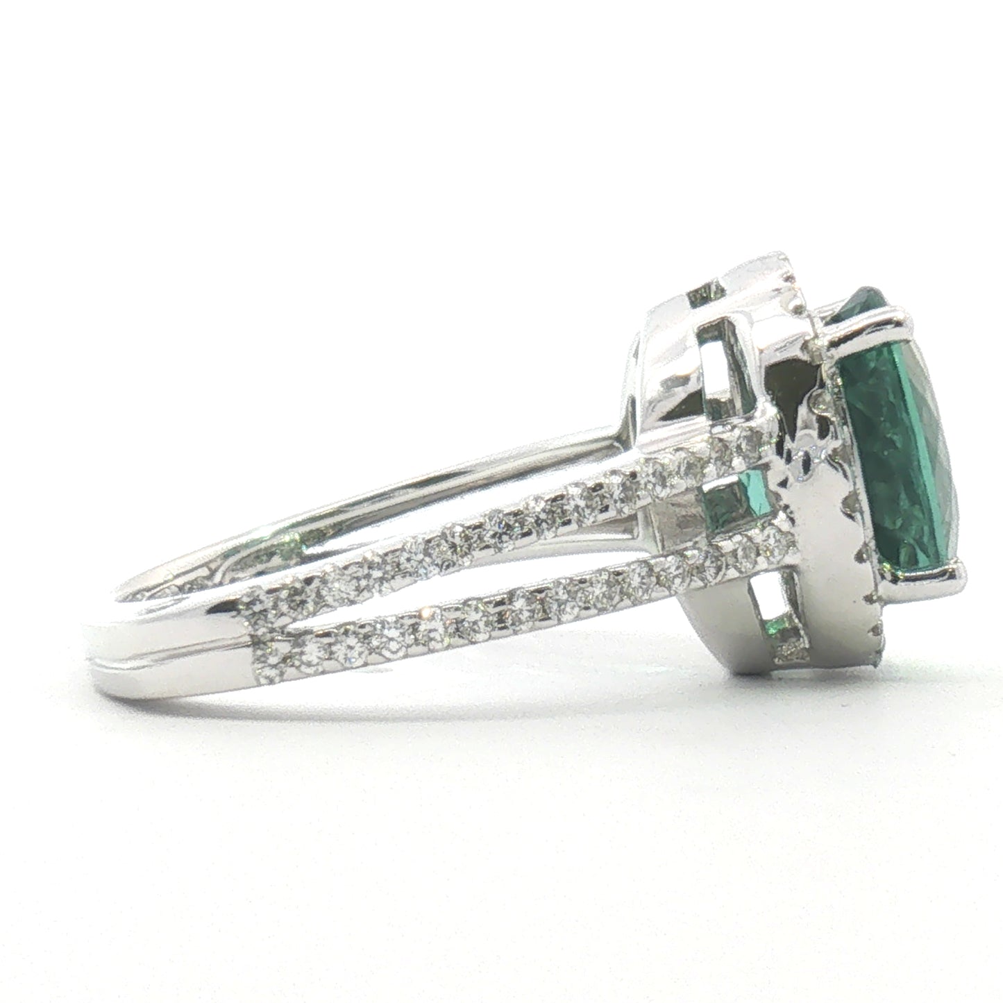 18K Deep Seafoam Tourmaline Split Shank Fashion Ring