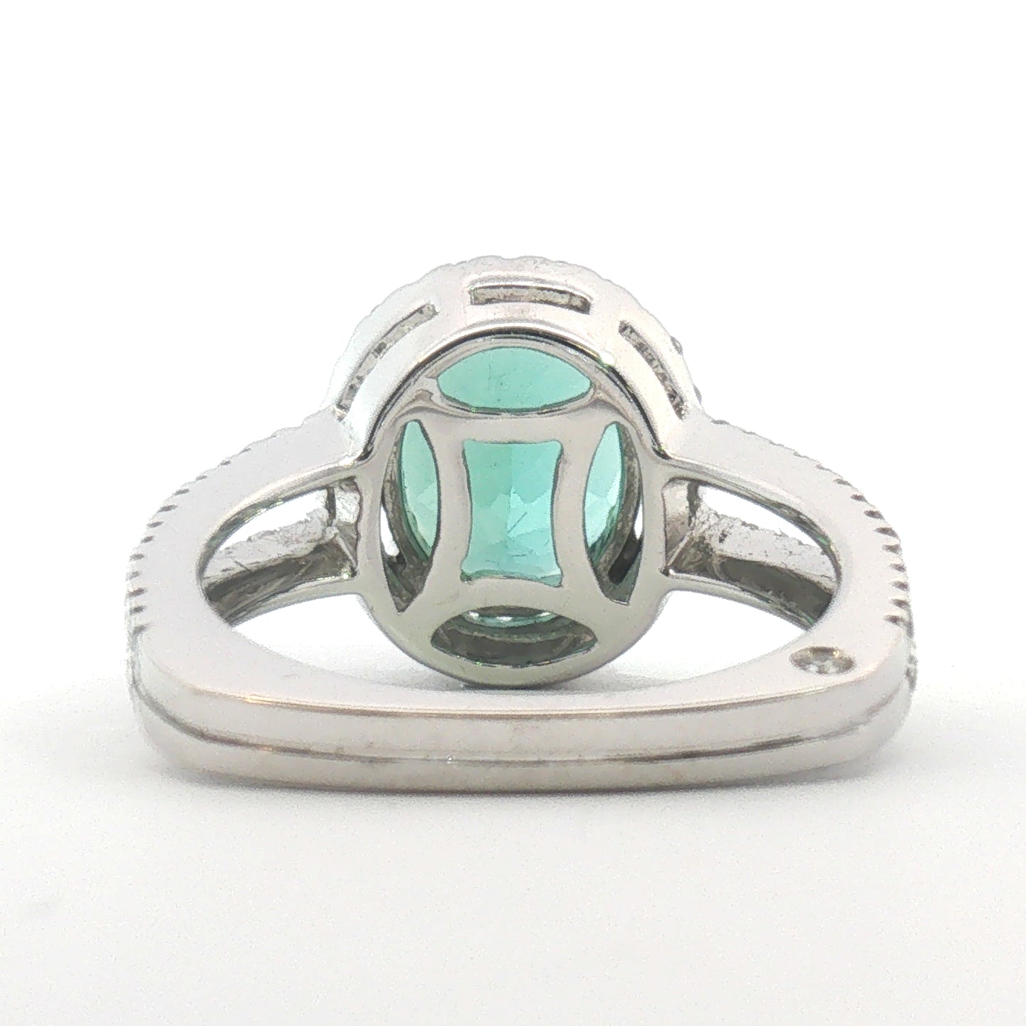 18K Deep Seafoam Tourmaline Split Shank Fashion Ring