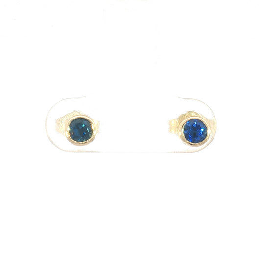 14 Karat Yellow Sapphires Bezel Stud Earrings