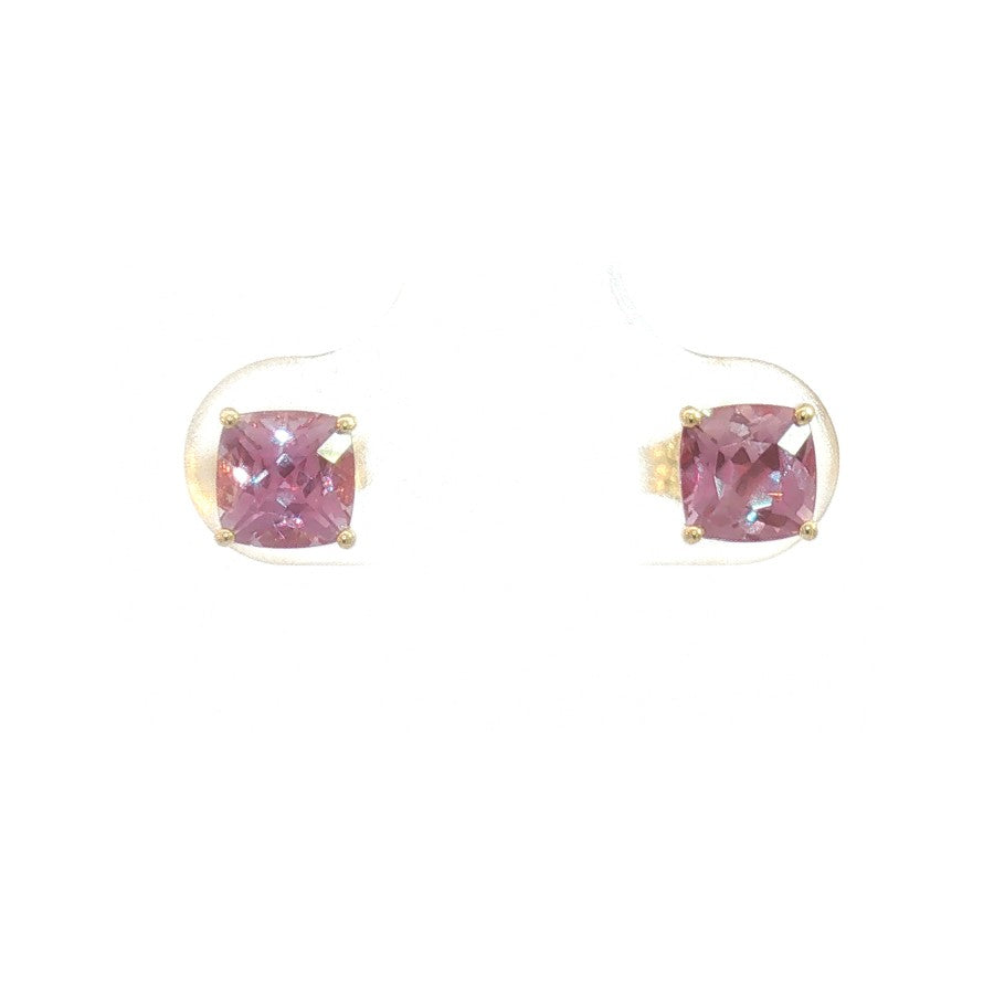 14K Cushion Lab Created Alexandrite 4-Prong Basketini Stud Earrings
