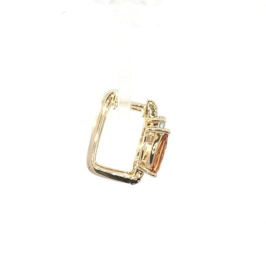 14K Pear Citrine & Sky Blue Topaz Square Hoop Earrings