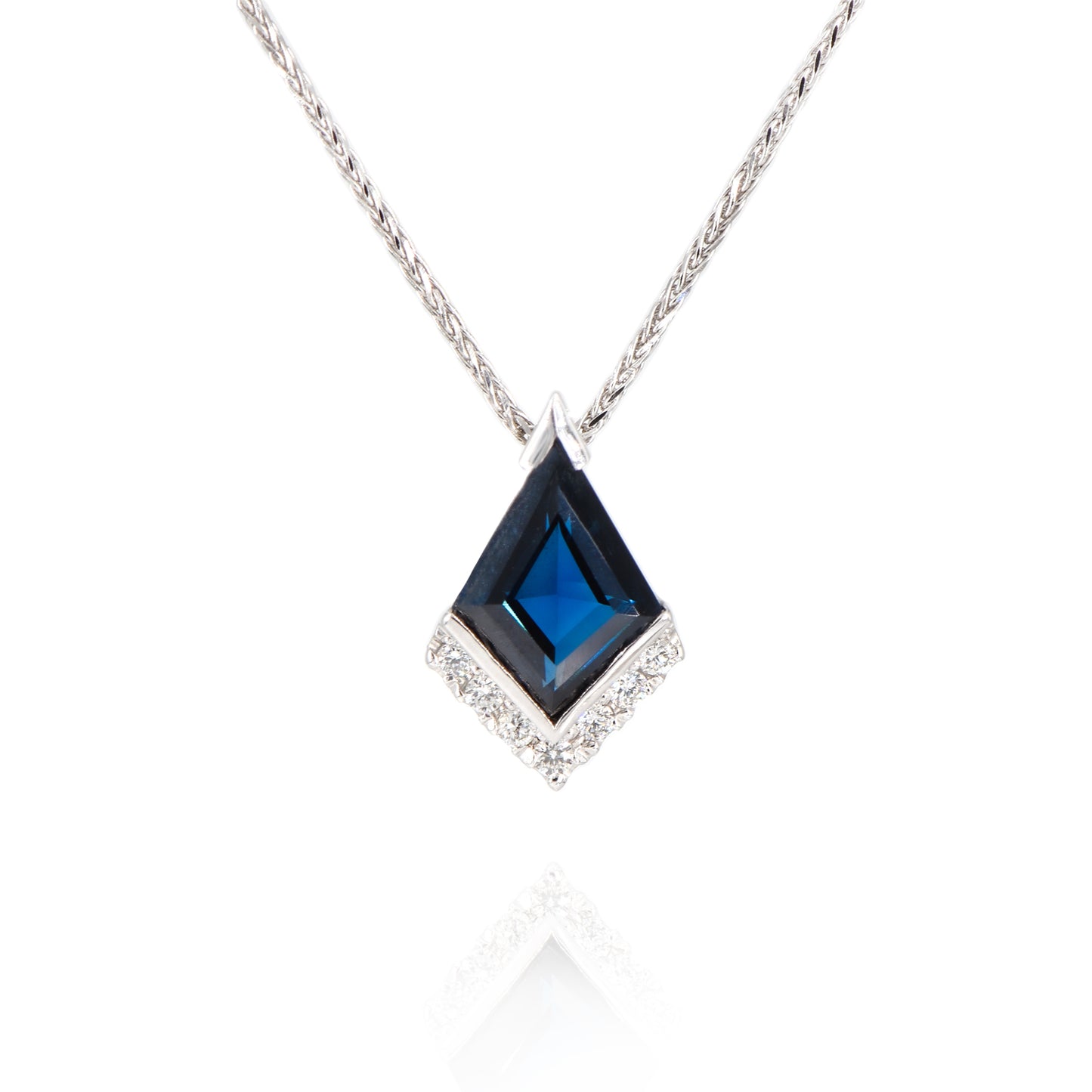 14K Blue Sapphire Kite Sapphire Pendant