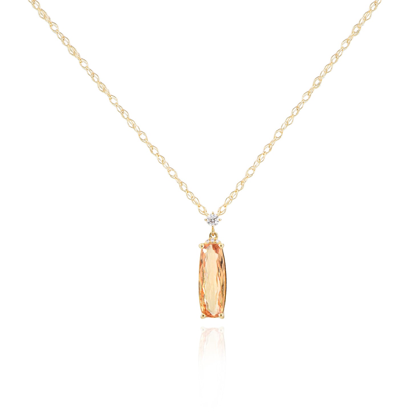 14 Karat Yellow Gold Topaz Elongated Cushion Pendant