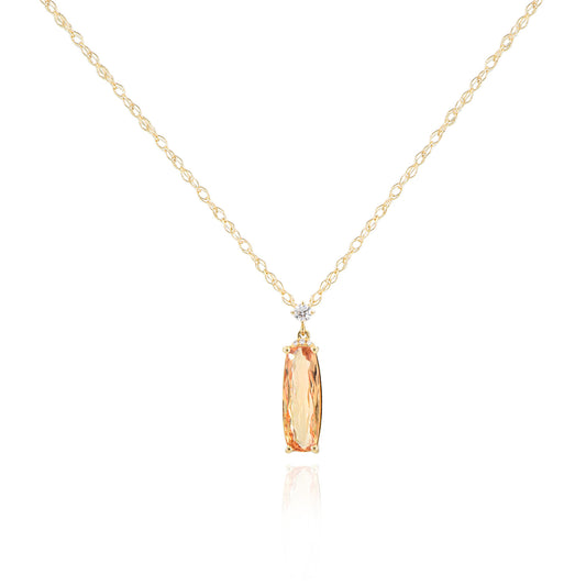 14 Karat Yellow Gold Topaz Elongated Cushion Pendant