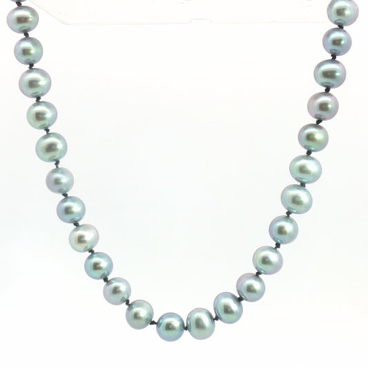 Freshwater Gray Pearl & Crystal Accented Single Strand