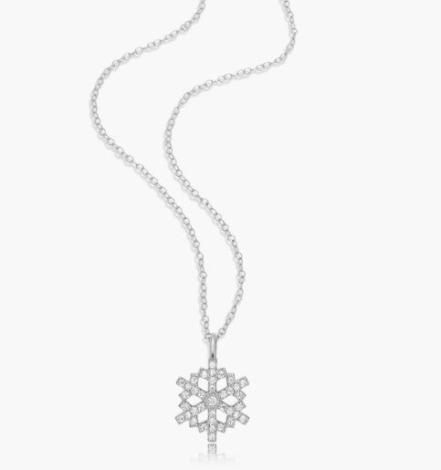 Sterling Silver White Snowflake Lab Grown Diamond Necklace