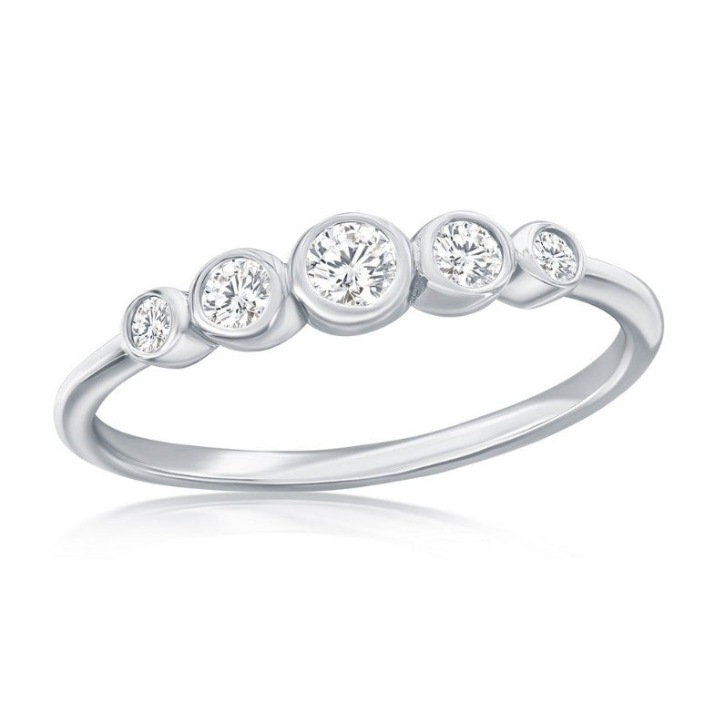 Sterling Silver Graduating CZ Bezel Ring