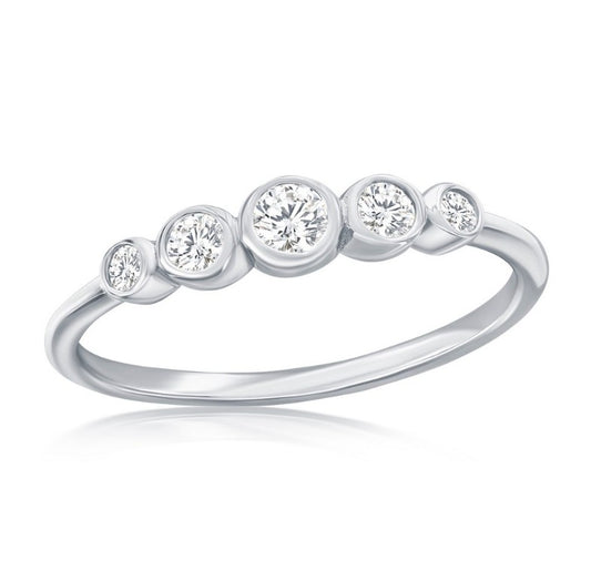 Sterling Silver Graduating CZ Bezel Ring