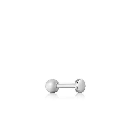 Sterling Silver Disc Single Barbell Stud Earring