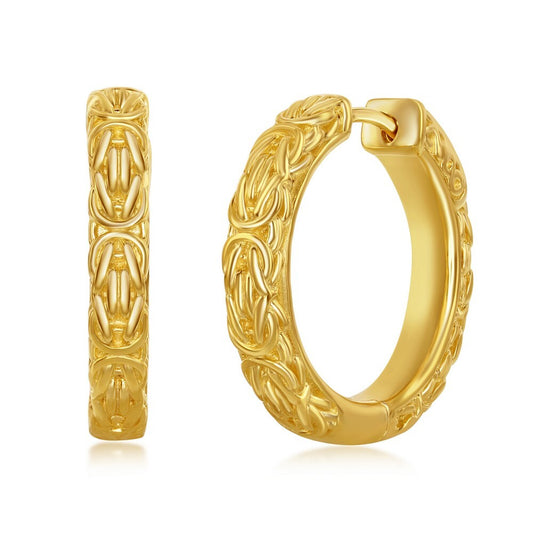 14K Gold Plated Byzantine Hoop Earrings