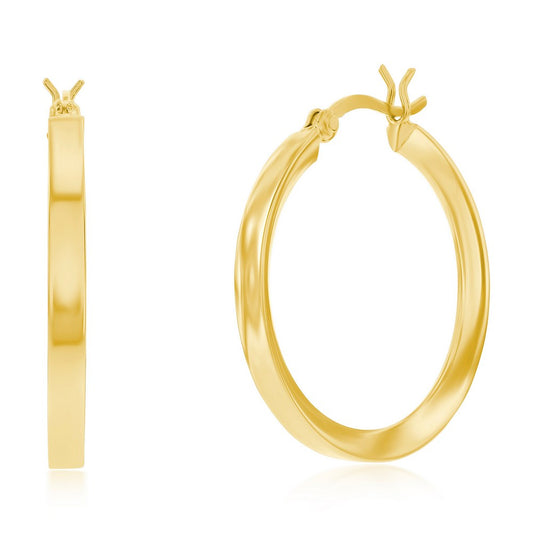 14K Gold Plated Flat Hoop Earrings
