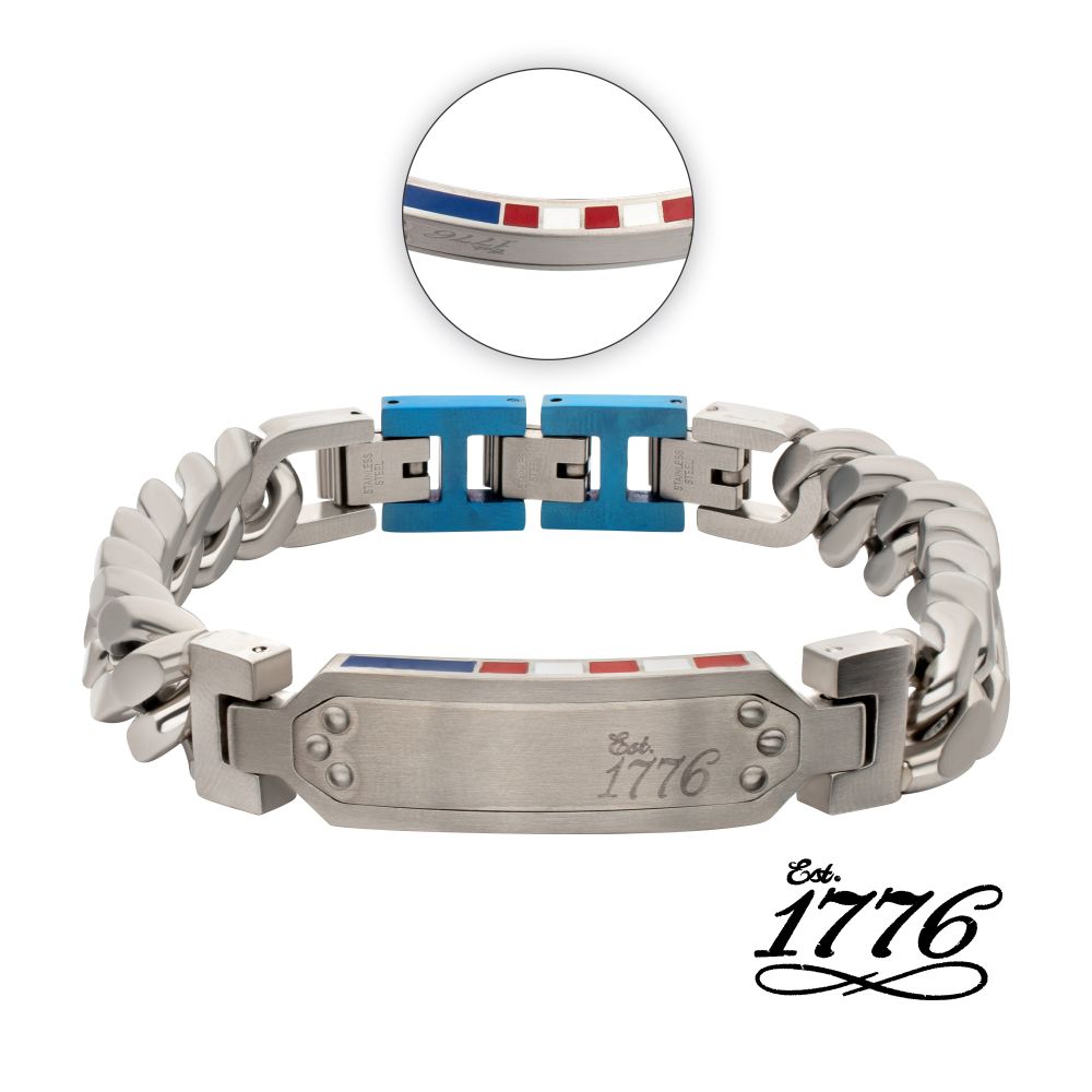 Stainless Steel White Tone Flag Bracelet Bracelet
