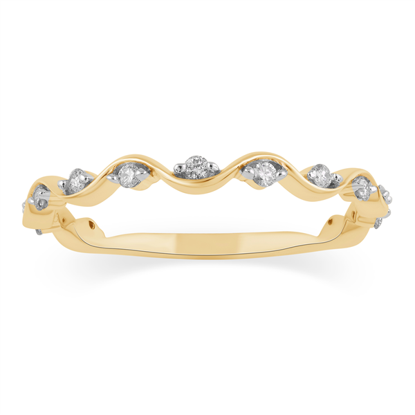 14K Diamond Wave Stackable Wedding Band
