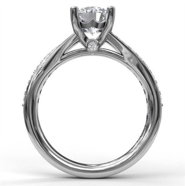 14 Karat White Gold Diamond Split Shank Semi-Mount Engagement Ring