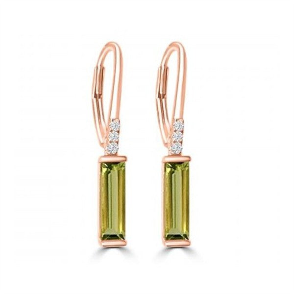 14K Peridot & Diamond Gemstone Drop Earrings