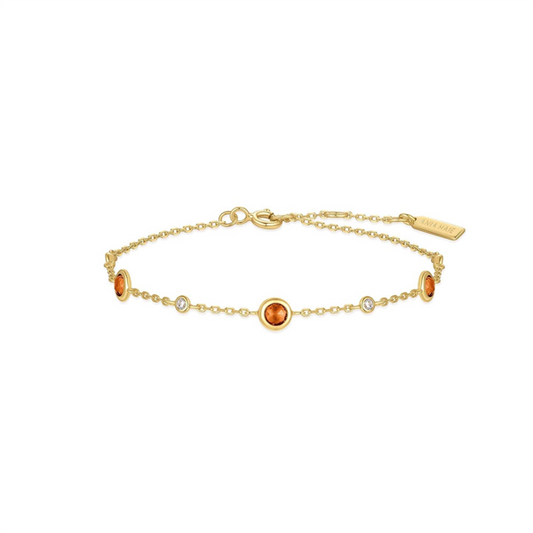 14K Gold Plated Nano Gem Polished Station Bracelet