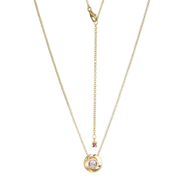 14K Gold Plated Pink Amethyst Swirl Necklace