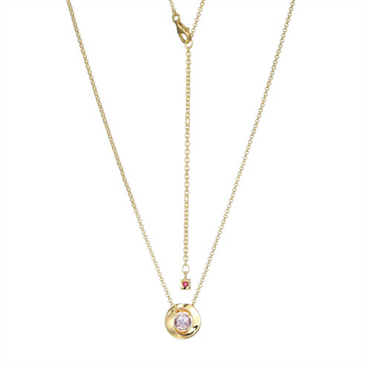 14K Gold Plated Pink Amethyst Swirl Necklace