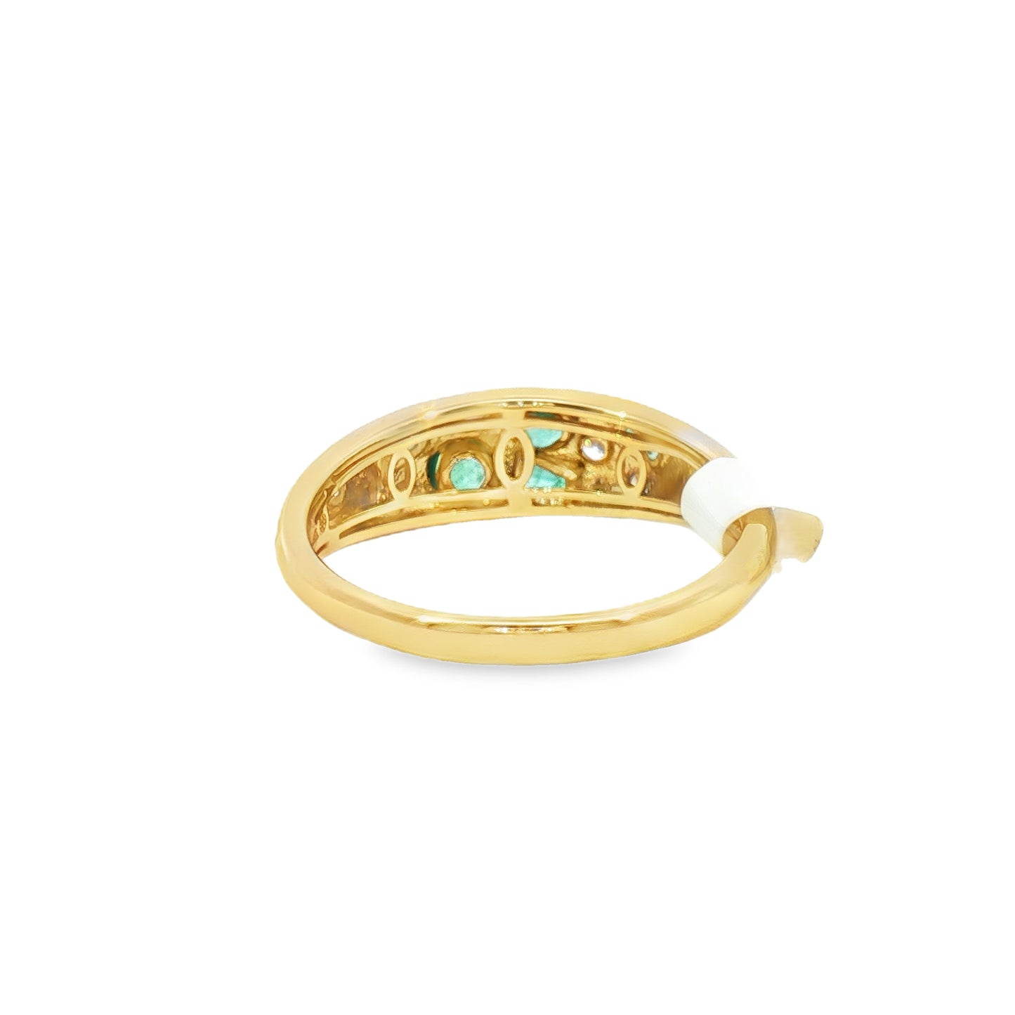 14K Satin Scattered Flush-Set Emerald Fashion Ring