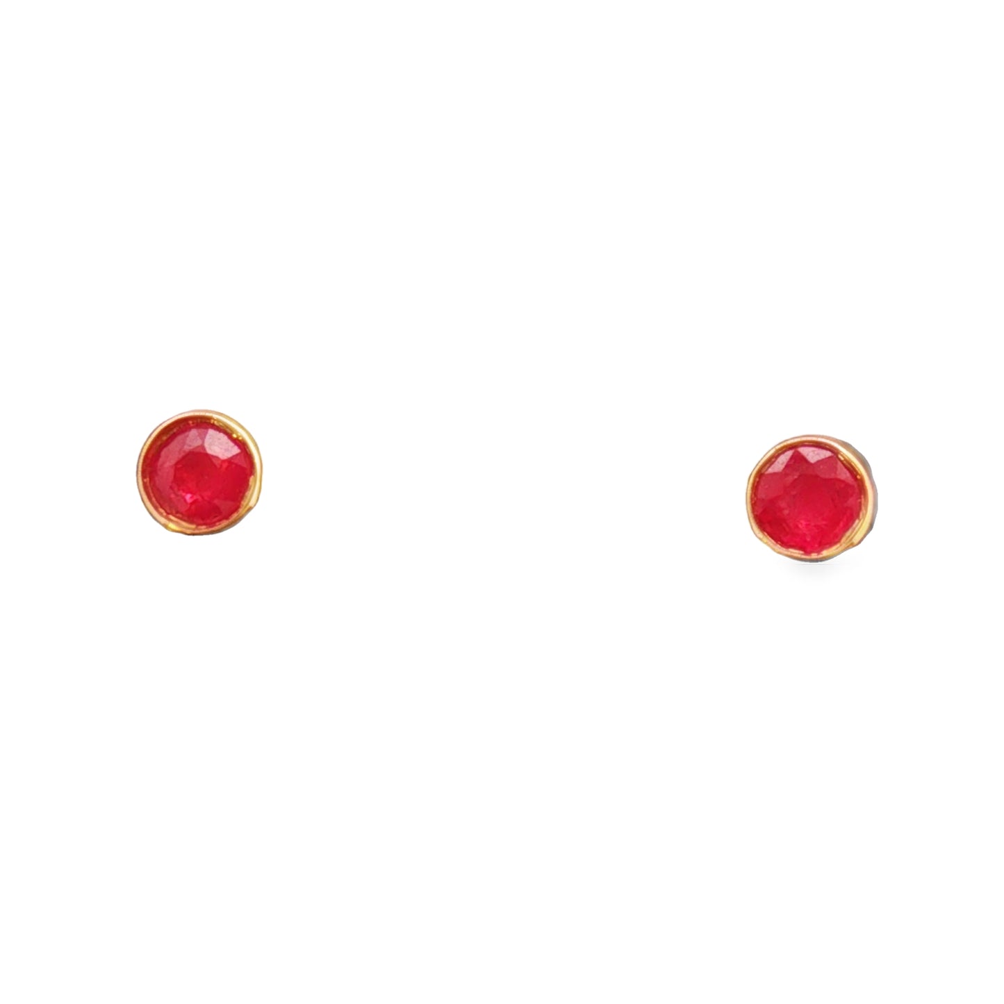14K Ruby "July" Birthstone Bezel Stud Earrings