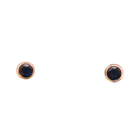 14K Sapphire "September" Birthstone Bezel Stud Earrings