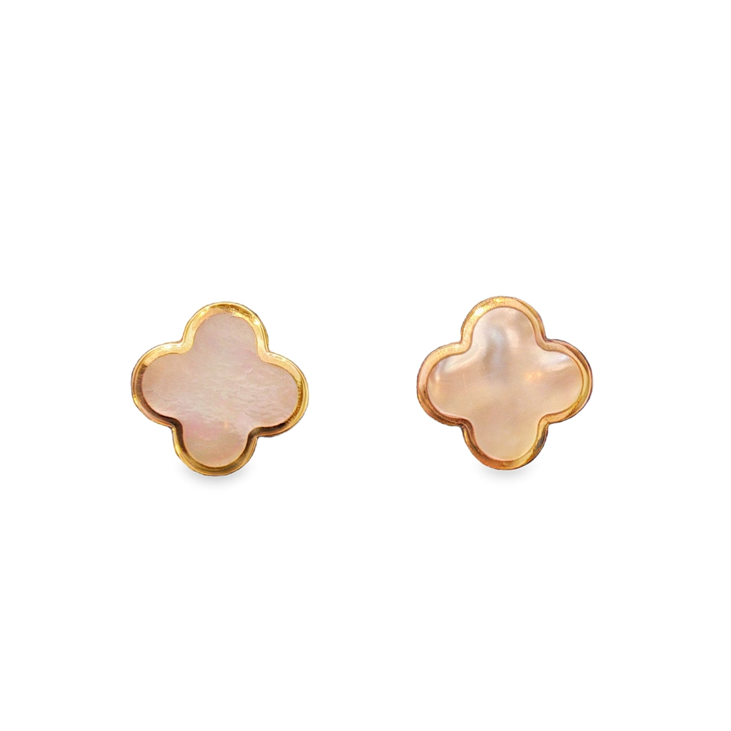 14 Karat Yellow Mother Of Pearls Clover Earrings