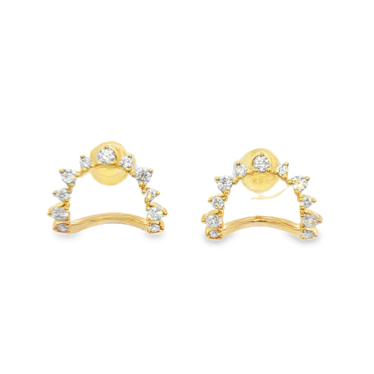 14 Karat Yellow 0.34ctw Diamond Mini Cuff Stud Earrings