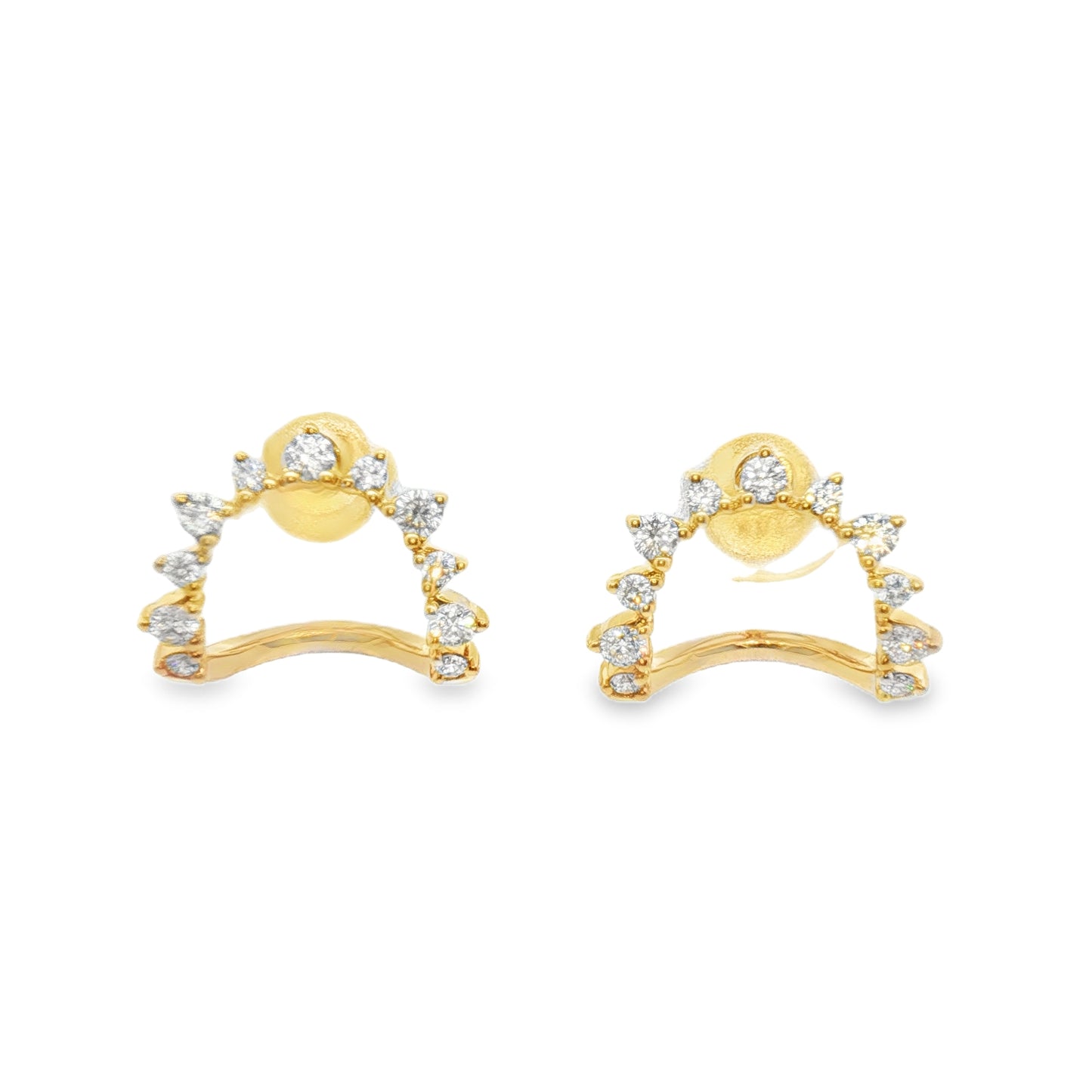 14 Karat Yellow 0.34ctw Diamond Mini Cuff Stud Earrings