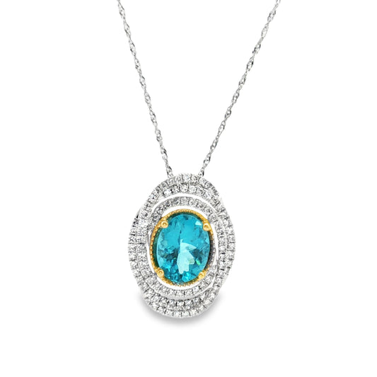 14K Swirl Slider Oval Apatite Pendant