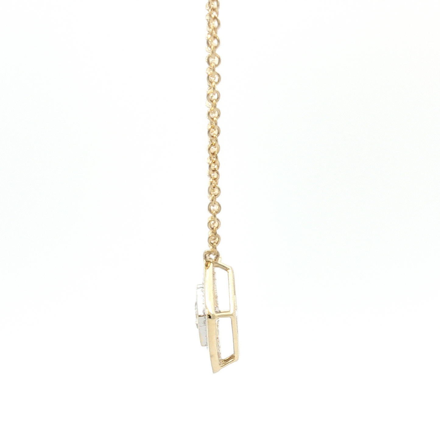 14K Elongated Hex Stationary Diamond Necklace