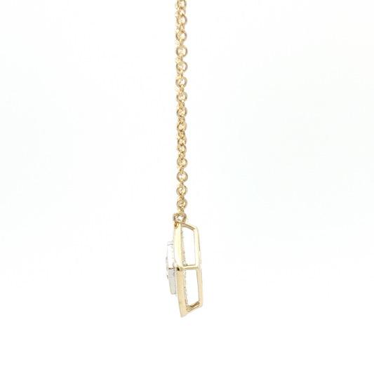 14K Elongated Hex Stationary Diamond Necklace