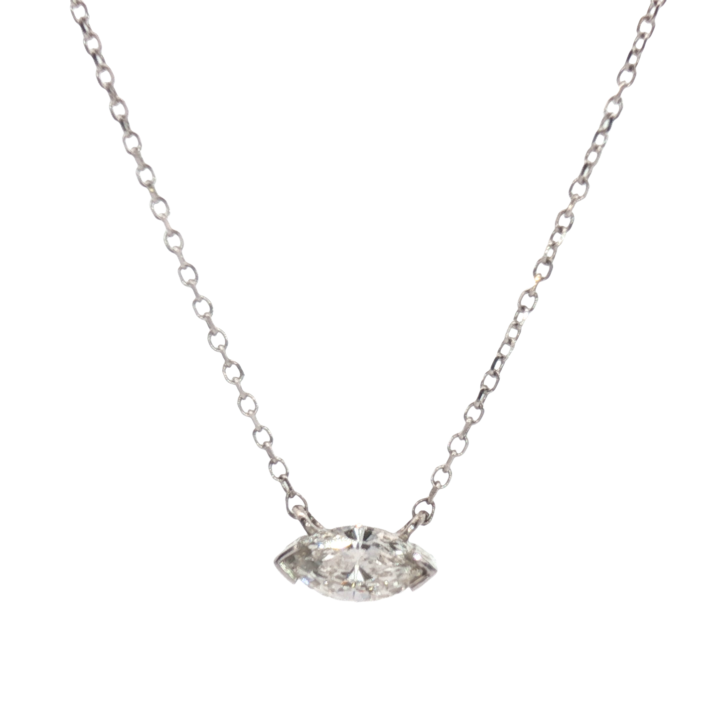 14K East West Marquise Diamond Stationary Necklace
