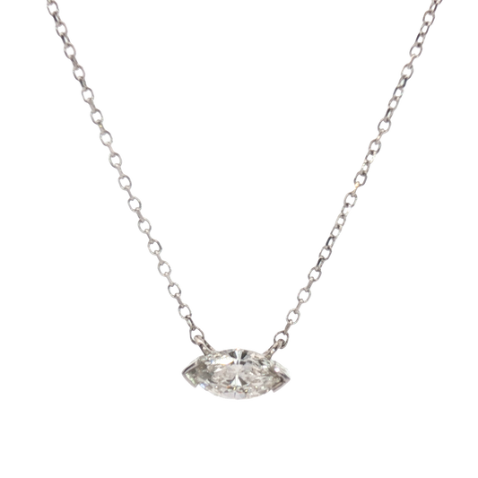 14K East West Marquise Diamond Stationary Necklace