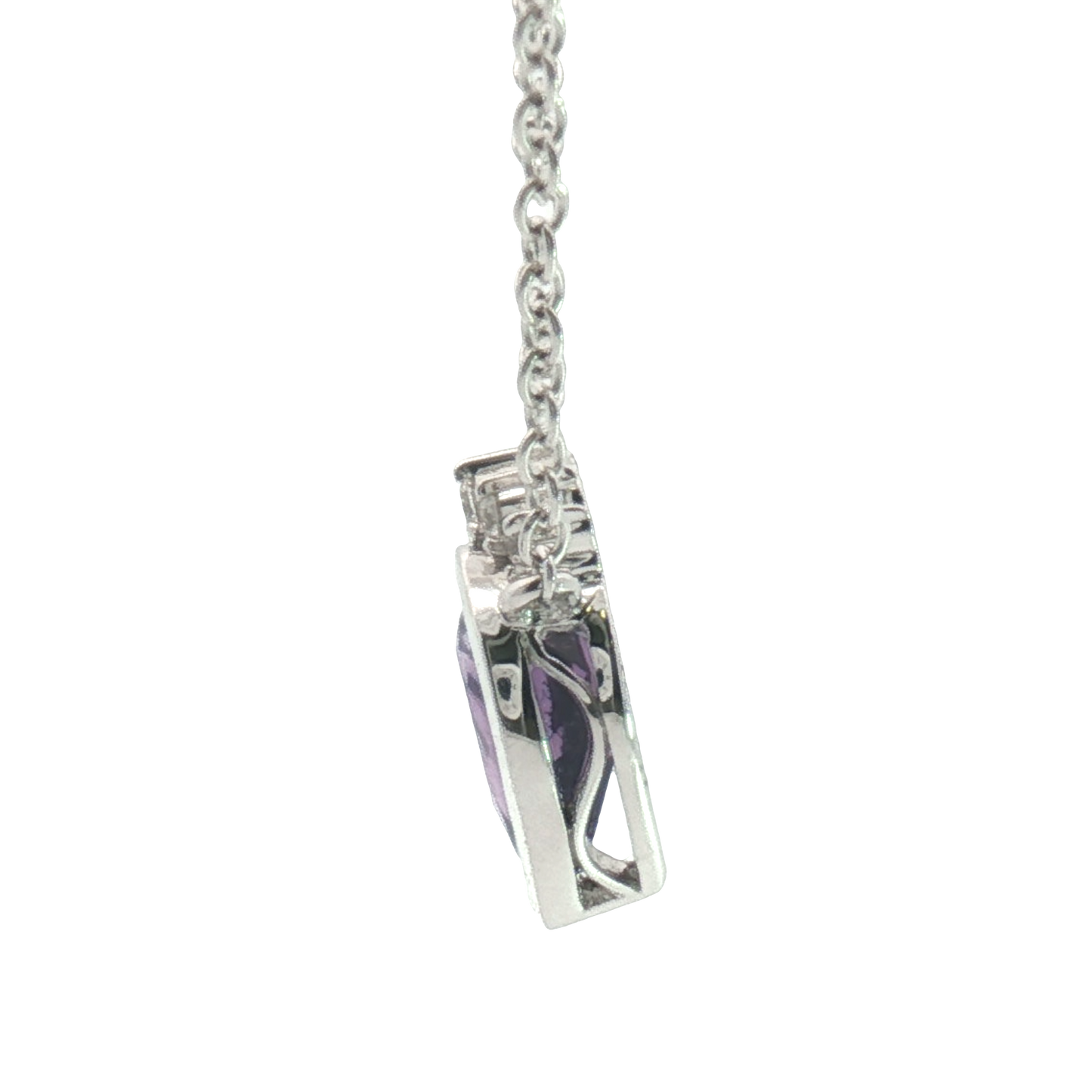 14K Crown & Bezel Pear Amethyst Stationary Necklace