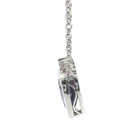 14K Crown & Bezel Pear Amethyst Stationary Necklace