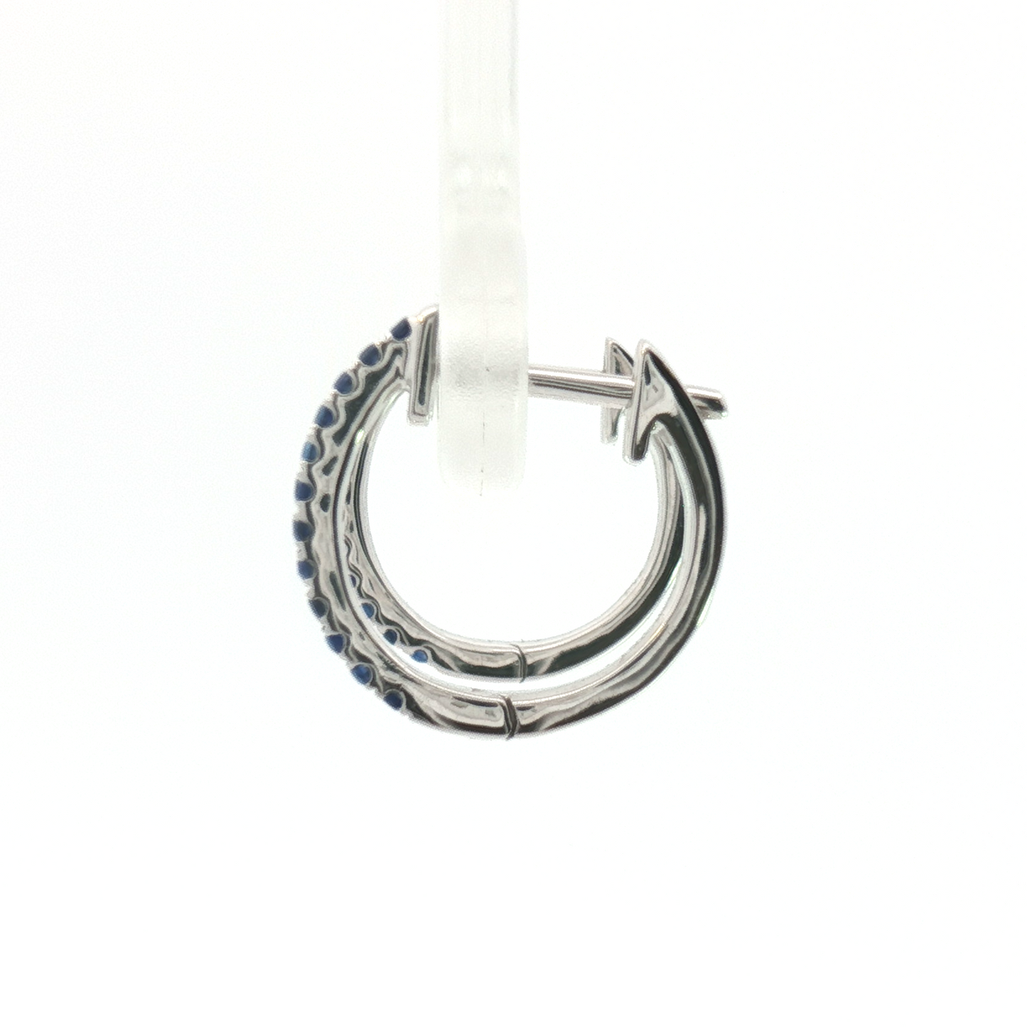 14 Karat Blue Sapphire Huggie Hoop Earrings