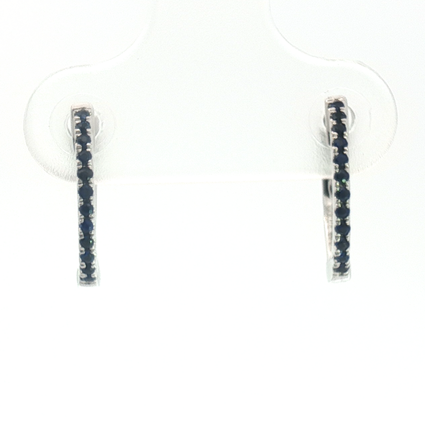 14 Karat Blue Sapphire Huggie Hoop Earrings
