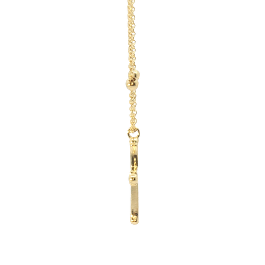 14K Bead Station Cross Necklace