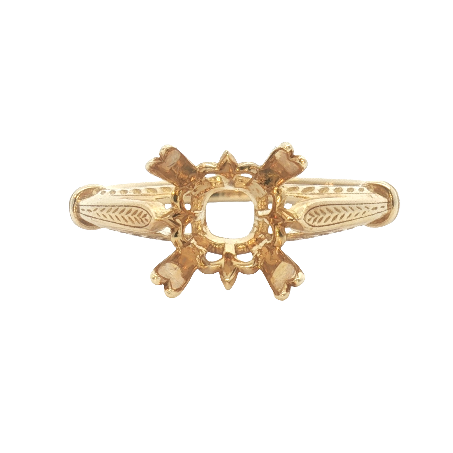 14 Karat Yellow Gold Double Prong Remount