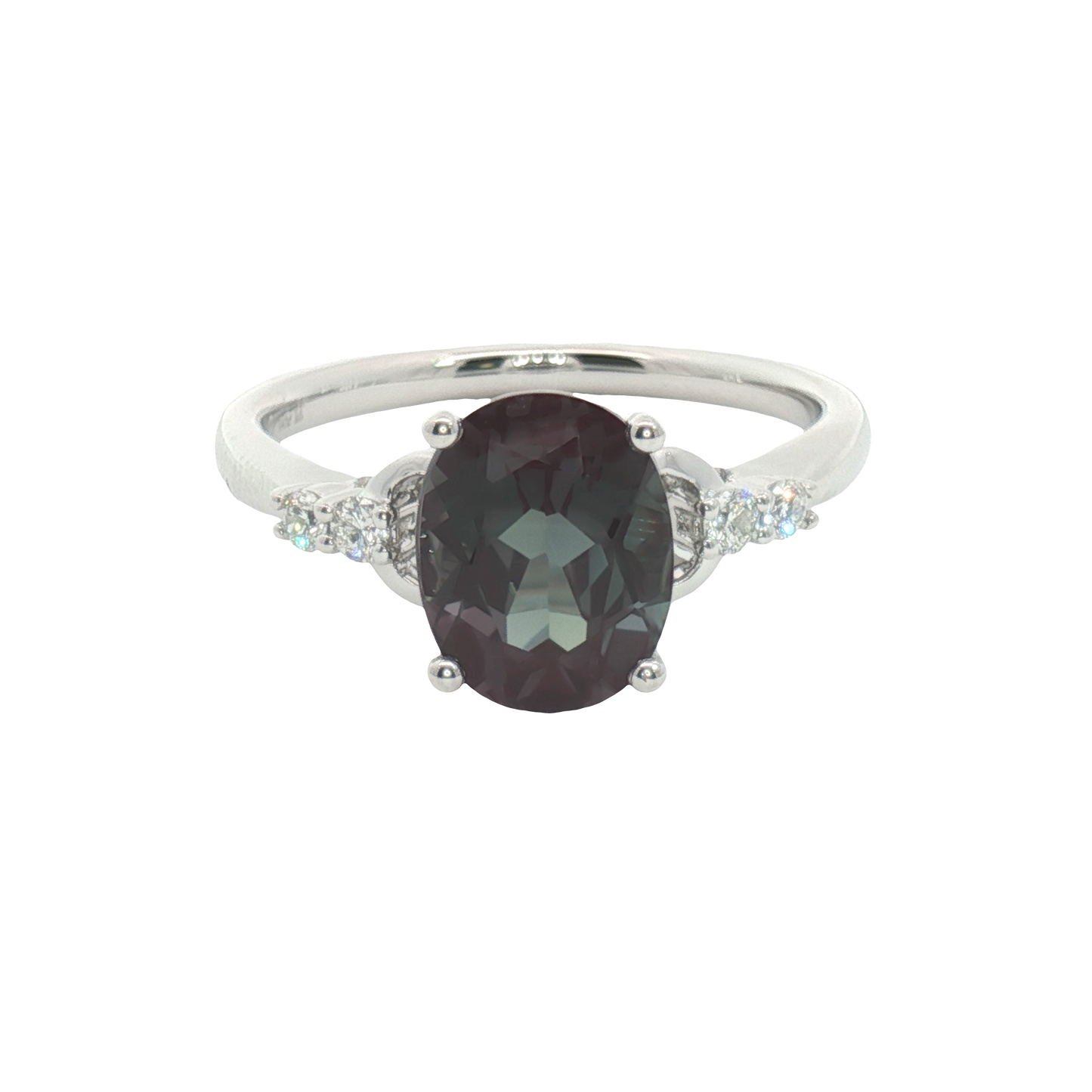 14K Diamond Accented Lab Created Alexandrite Fashion Ring