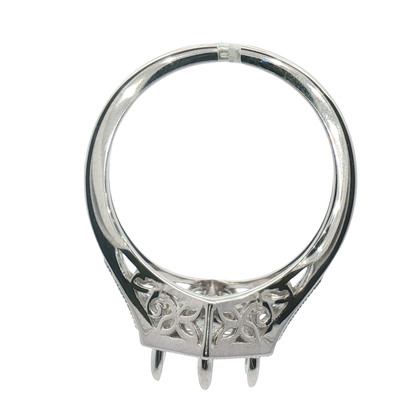 14 Karat White Gold Diamond Hexagon 6-Prong Semi-Mount Ring