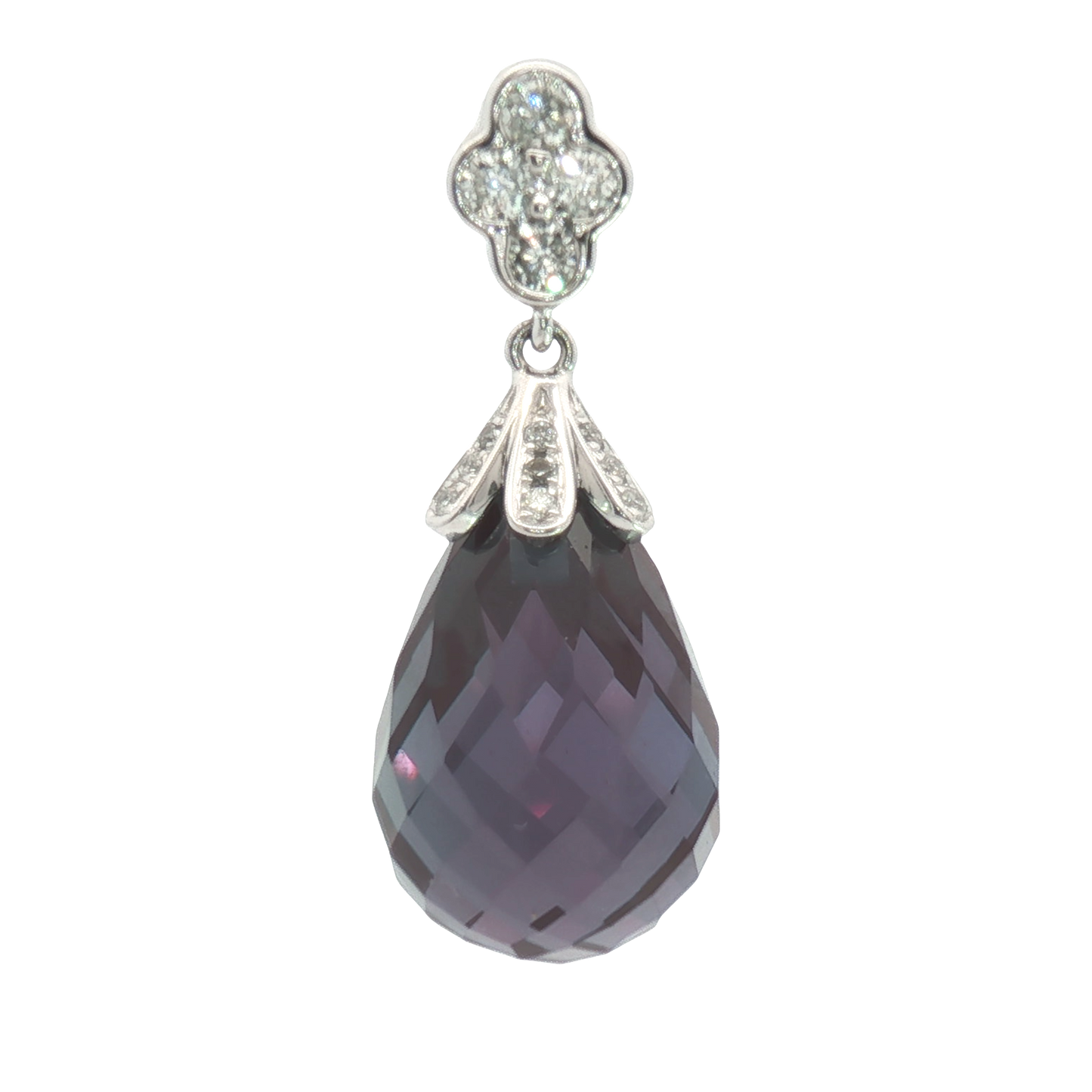 14 Karat White Gold Alexandrite Briolette Pendant