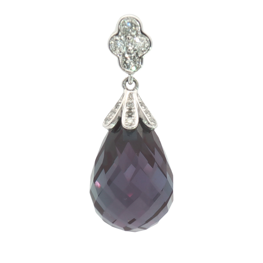 14 Karat White Gold Alexandrite Briolette Pendant