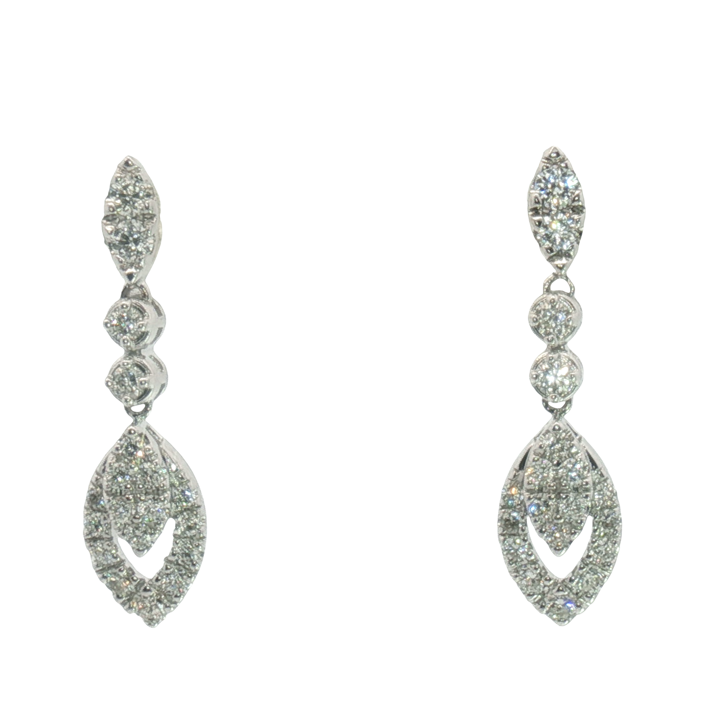 14K Elegant Articulated Diamond Drop Earrings