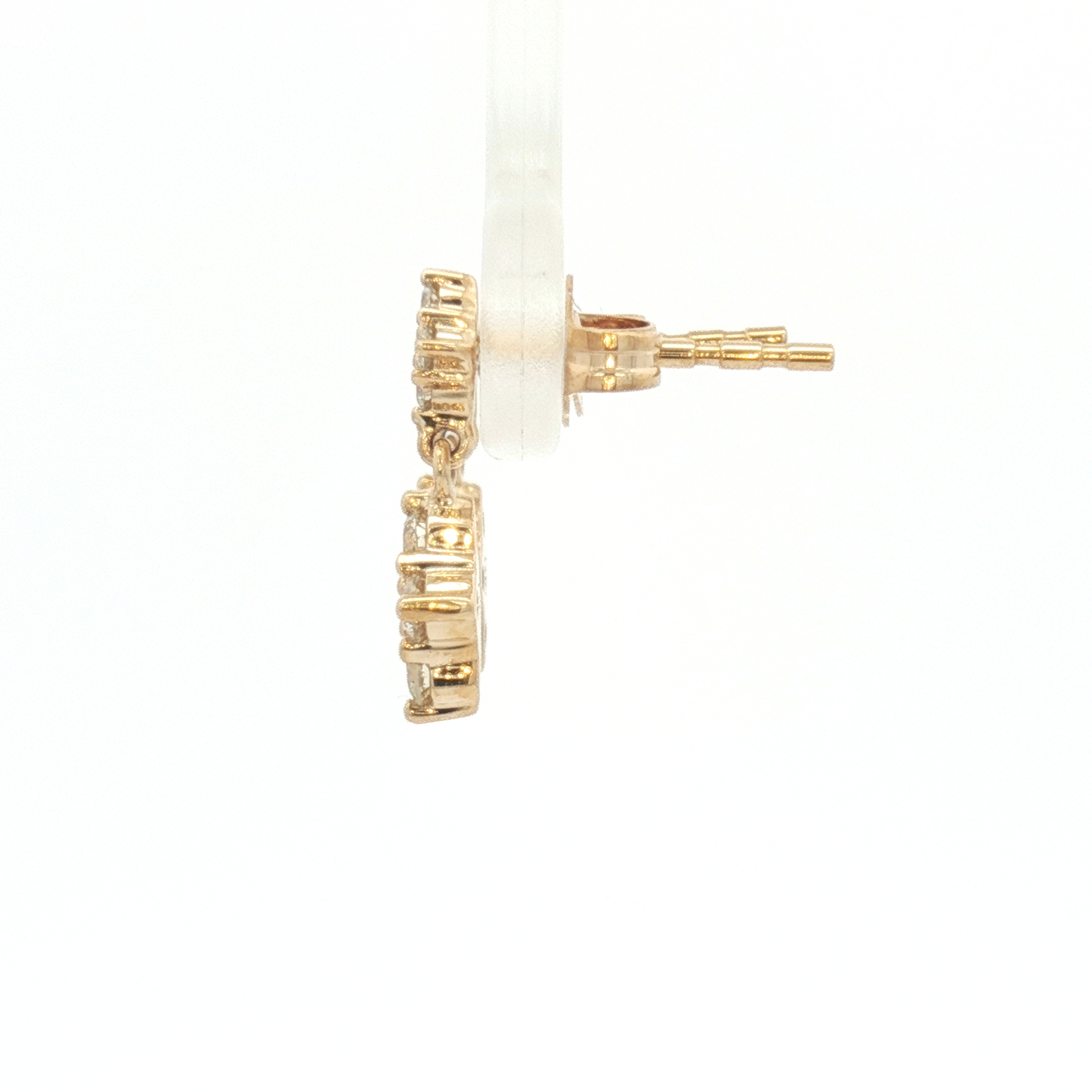 14K Diamond 4 Point Star Stud Dangle Earrings
