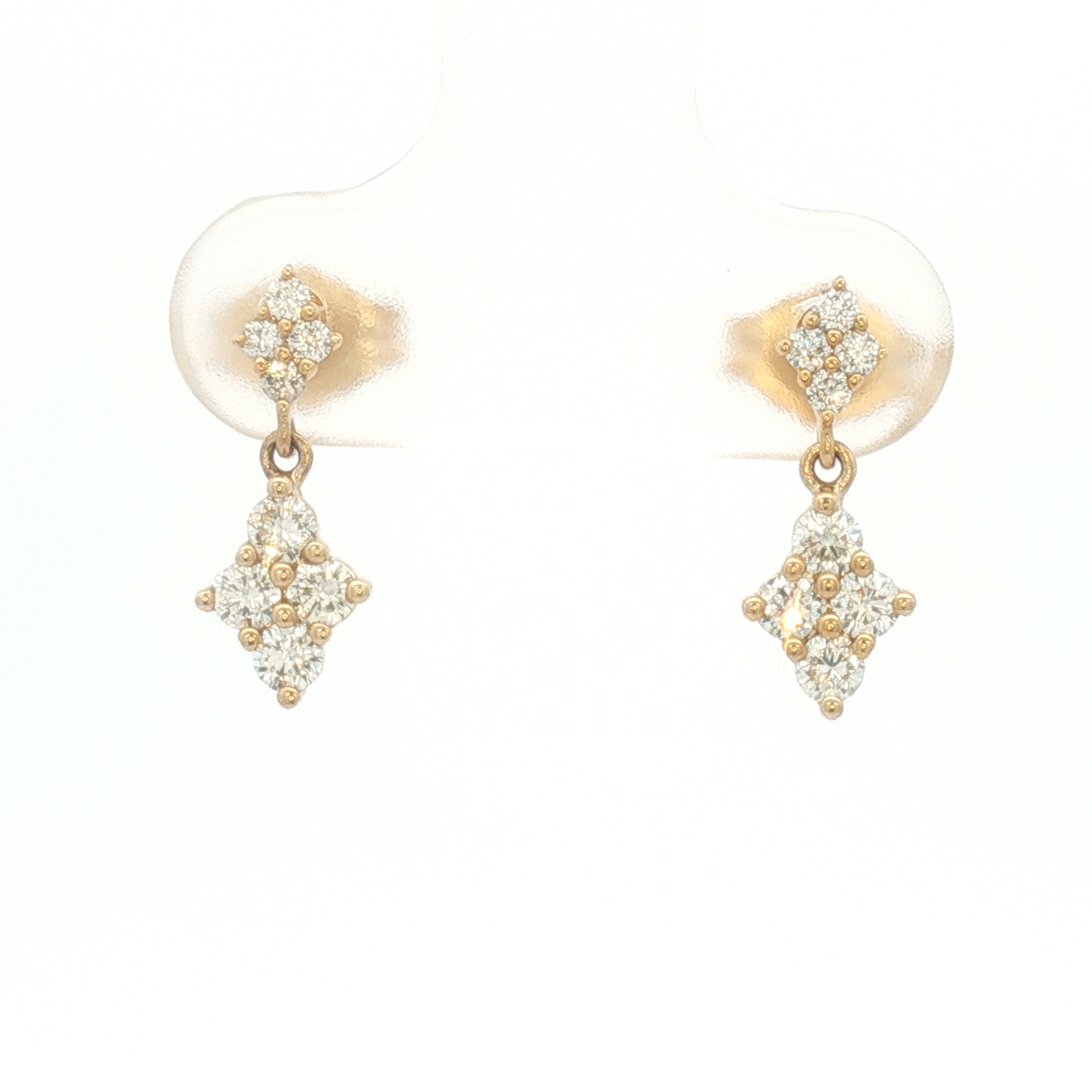 14K Diamond 4 Point Star Stud Dangle Earrings