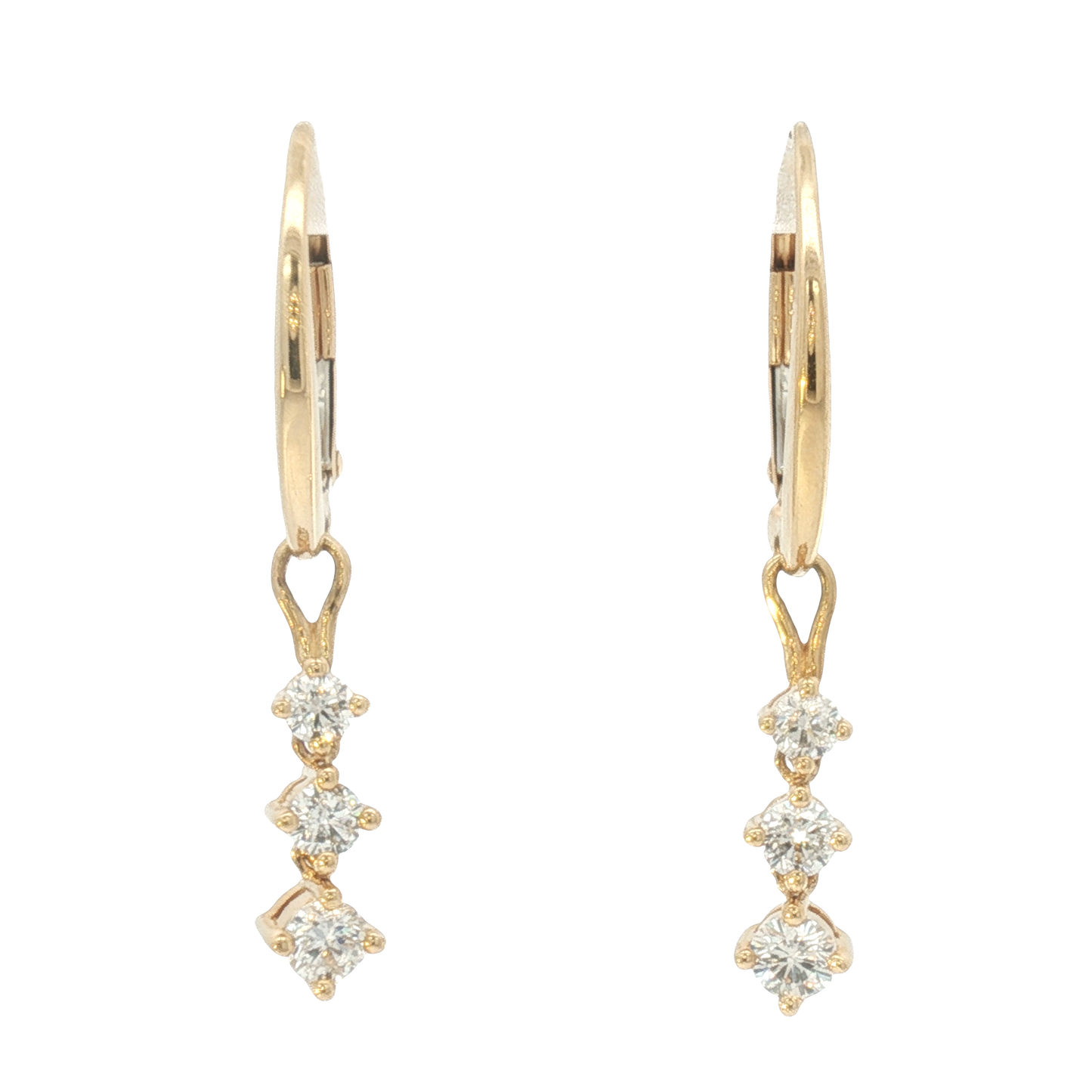 14K Articulated Leverback Diamond Drop Earrings
