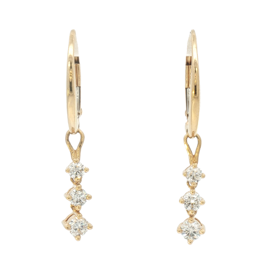 14K Articulated Leverback Diamond Drop Earrings