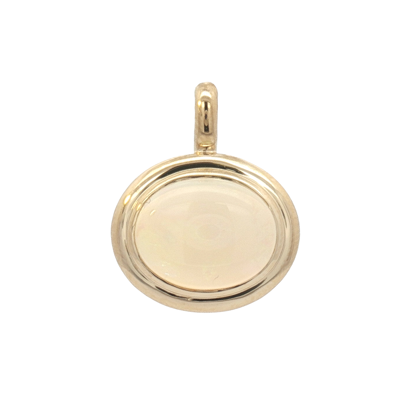 14K Double Bezel Oval Opal Pendant